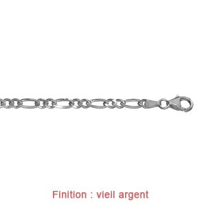 Cha�ne en argent maille Hawa� 1+2 largeur 4mm et longueur 55cm - Vue 3