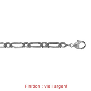 Cha�ne en argent maille Hawa� 1+1 largeur 5mm et longueur 55cm - Vue 3