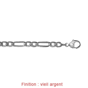 Cha�ne en argent maille Hawa� 1+2 largeur 5mm et longueur 55cm - Vue 3