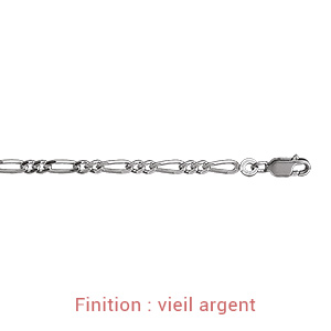 Bracelet en argent cha�ne maille figaro 1+2 largeur 3mm et longueur 18cm - Vue 4