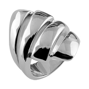 Bague Elix�s en argent massif rhodi� ruban enroul� en forme de croissant - Vue 4