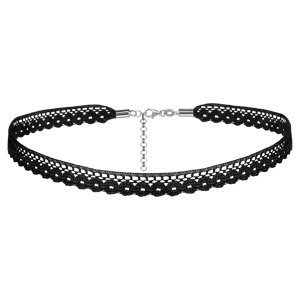 Ruban choker en dentelle noire et fermoir en argent rhodié - largeur 10mm et longueur 32cm + 5cm de rallonge - Vue 1