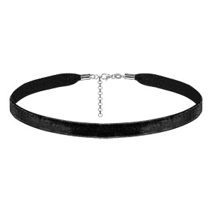 Ruban choker en velours noir et fermoir en argent rhodié - largeur 10mm et longueur 30cm + 5cm de rallongege - Vue 1