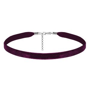 Ruban choker en velours violet et fermoir en argent rhodié - largeur 10mm et longueur 30cm + 5cm de rallonge - Vue 1