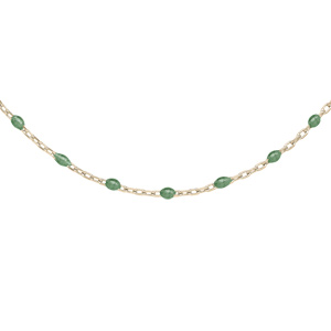 Sautoir en argent et dorure jaune avec perles vert fluo 60+10cm - Vue 1